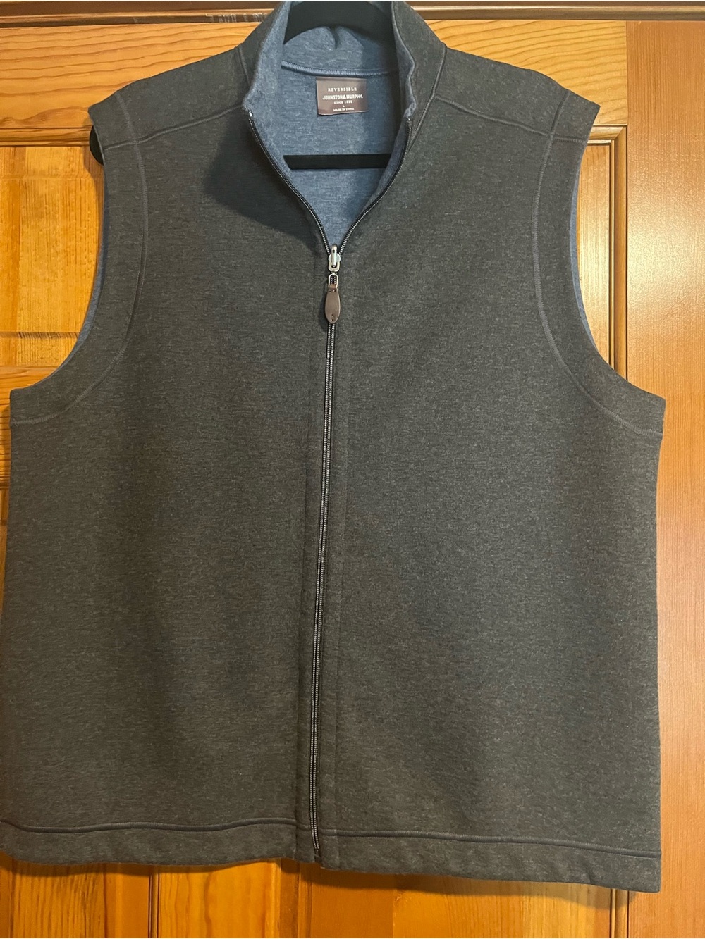 Johnston & Murphy Men’s L Reversible Full Zip Vest Gray Blue Casual
